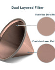 Stainless Steel Coffee Filter | Rose Gold | Fits Chemex & Hario