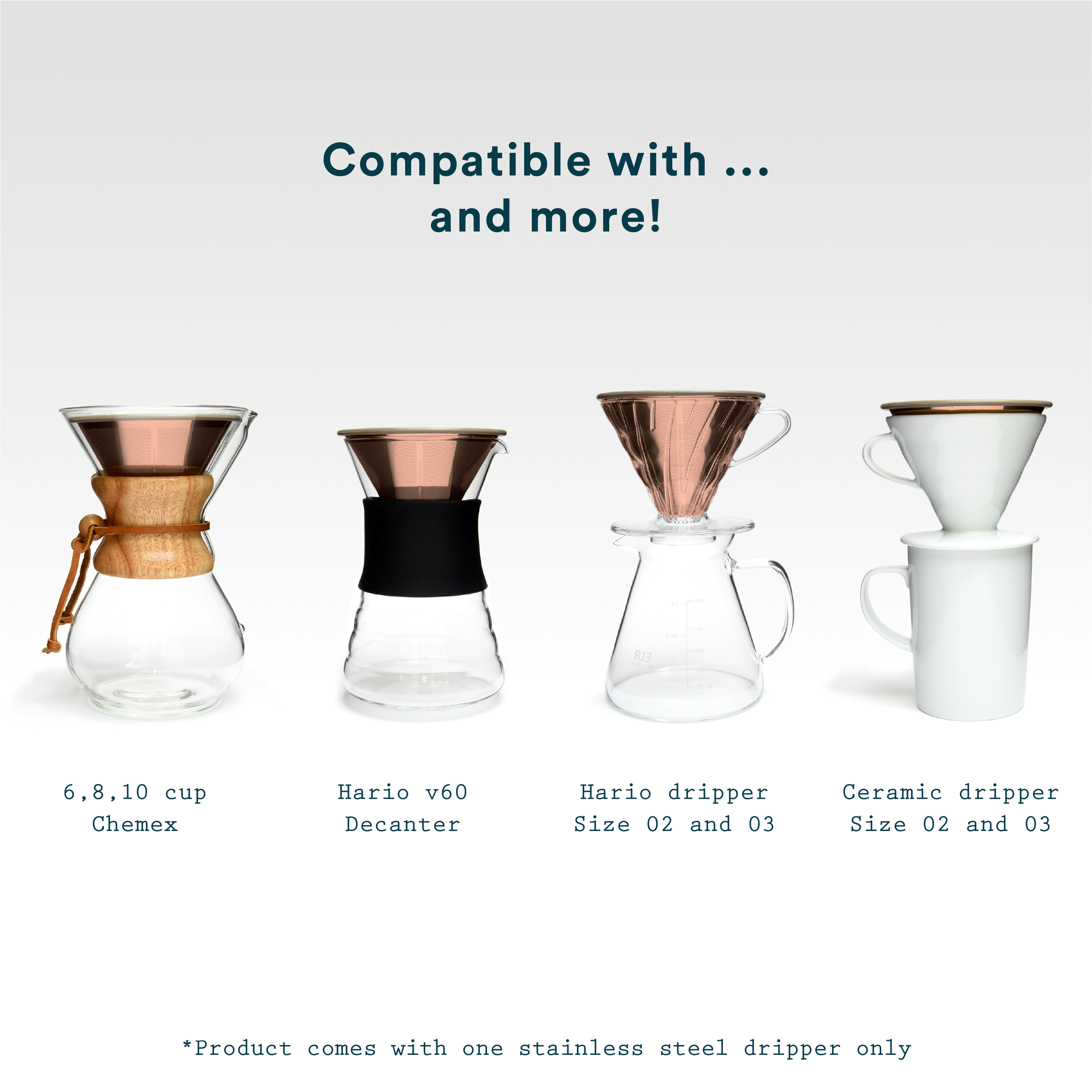 Stainless Steel Coffee Filter | Rose Gold | Fits Chemex &amp; Hario
